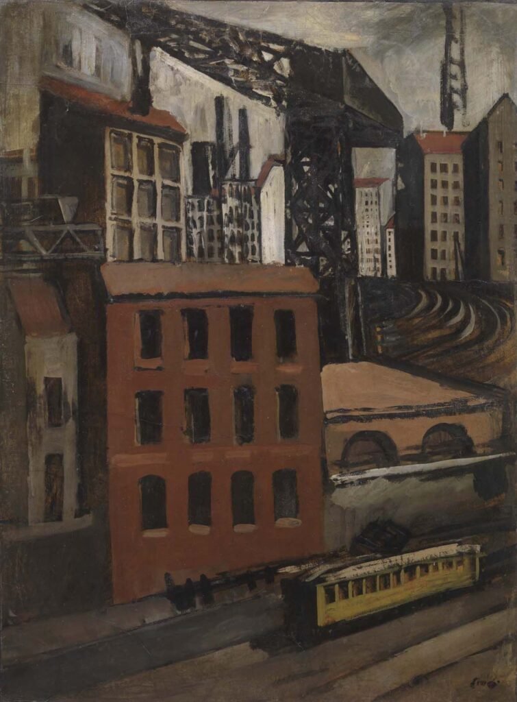 Periferia. Il tram e la gru by Mario Sironi