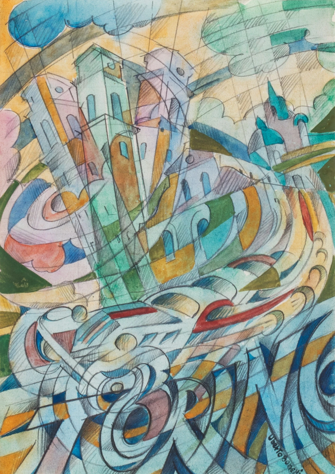 Auto in corsa by Uberto Bonetti, 1930