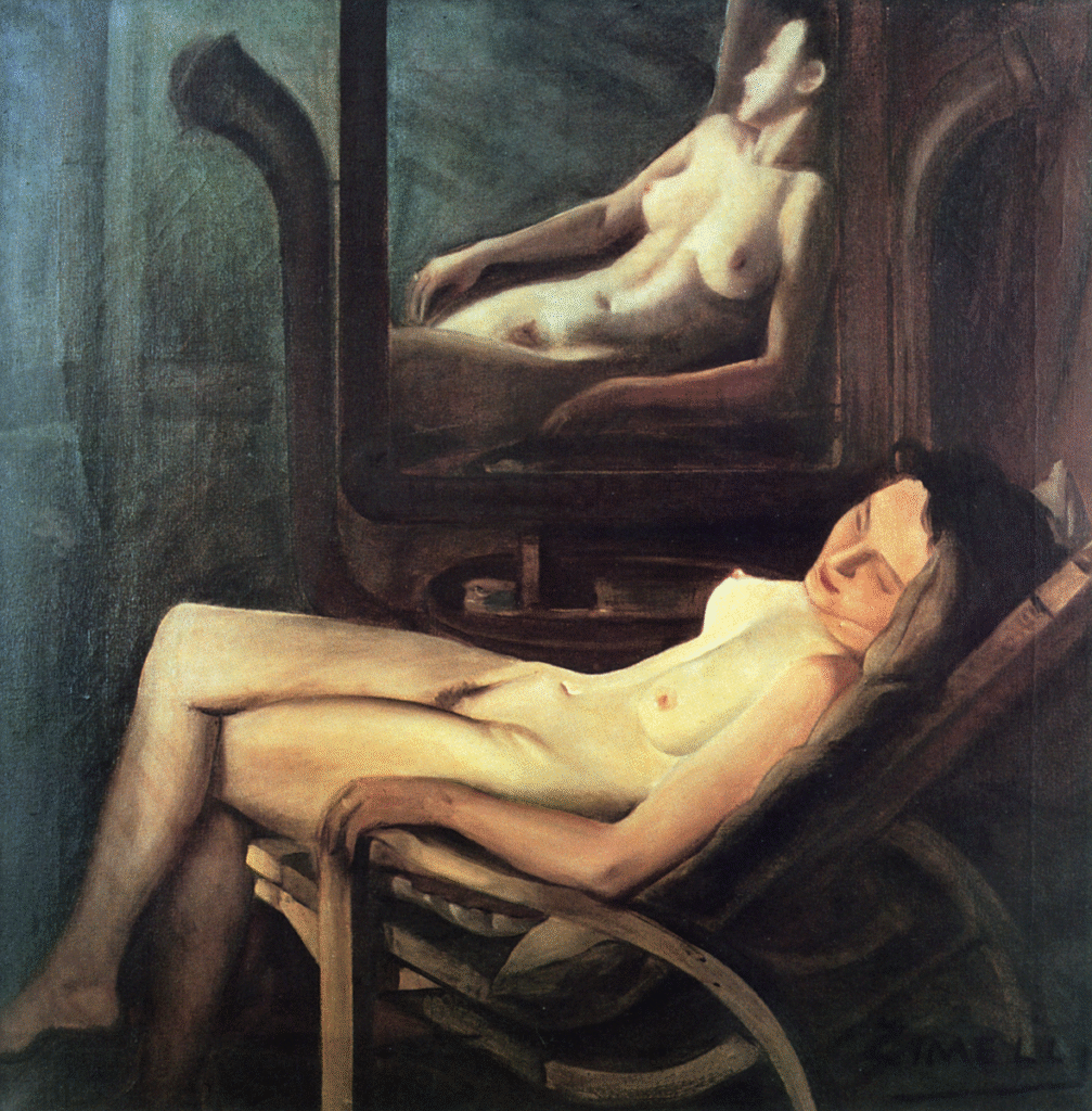 Reclining Female Nude in an Interior by Umberto Zimelli