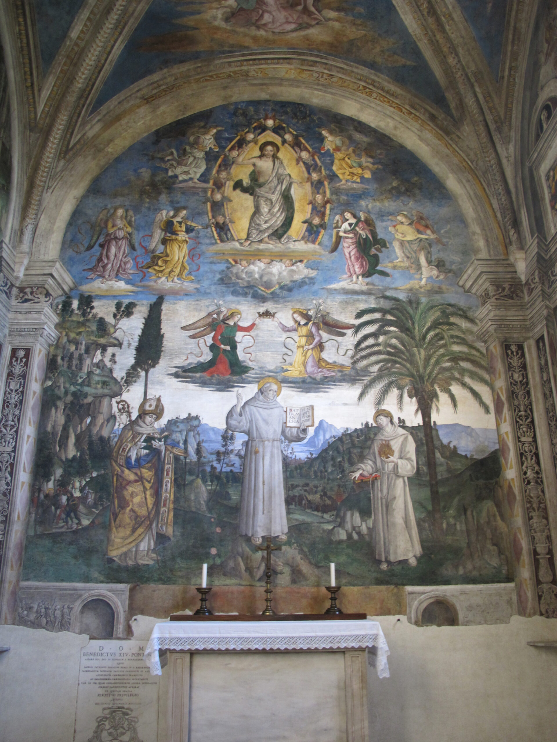 Pinturicchio frescoes in the Bufalini Chapel depicting scenes from the life of Saint Bernardino of Siena