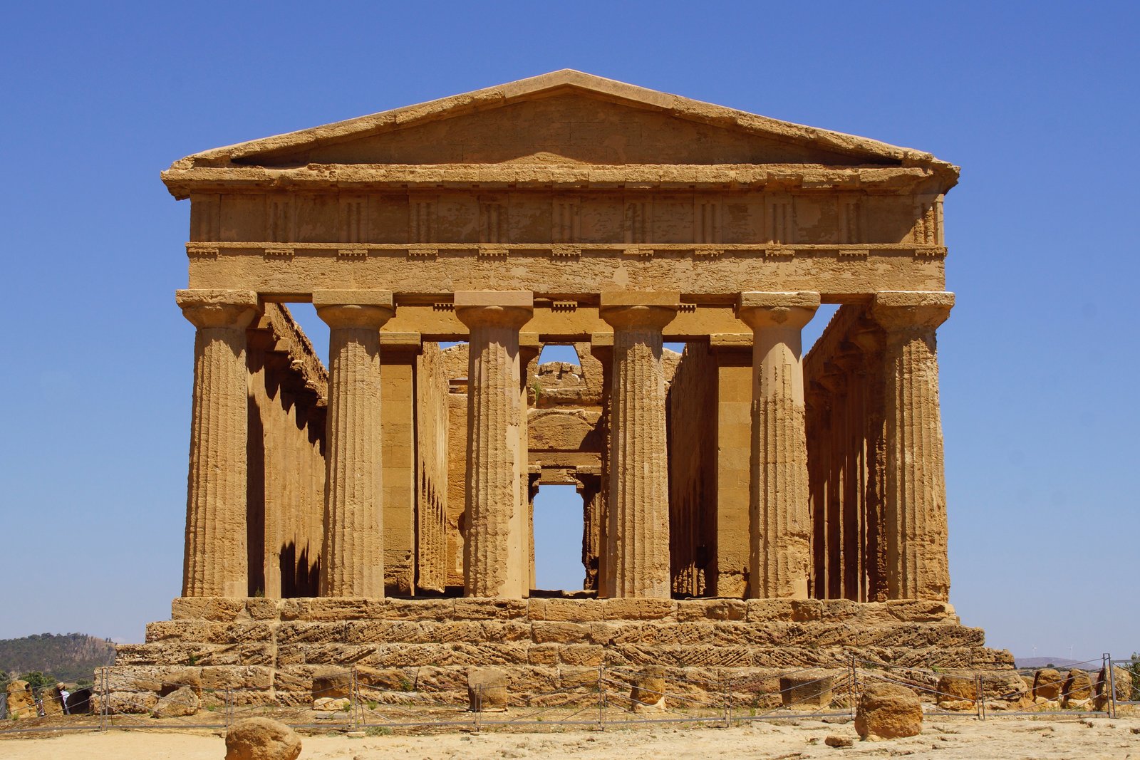 The Temple of Concordia in the Valley of the Temples at Agrigento, one of the best-preserved Greek temples