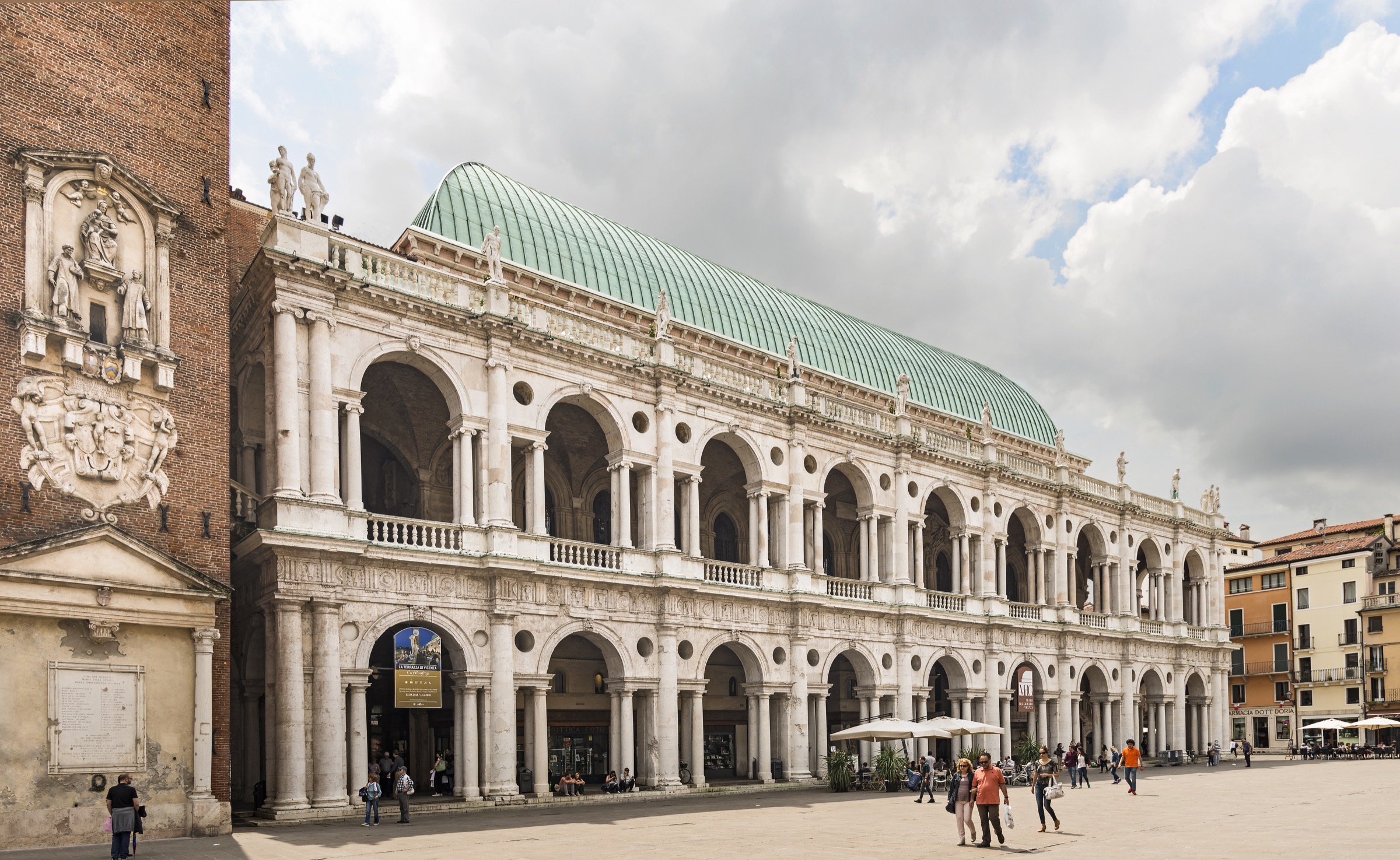 Facade of the Palladian Basilica on Piazza dei Signori, Vicenza, with double-order serliana loggias