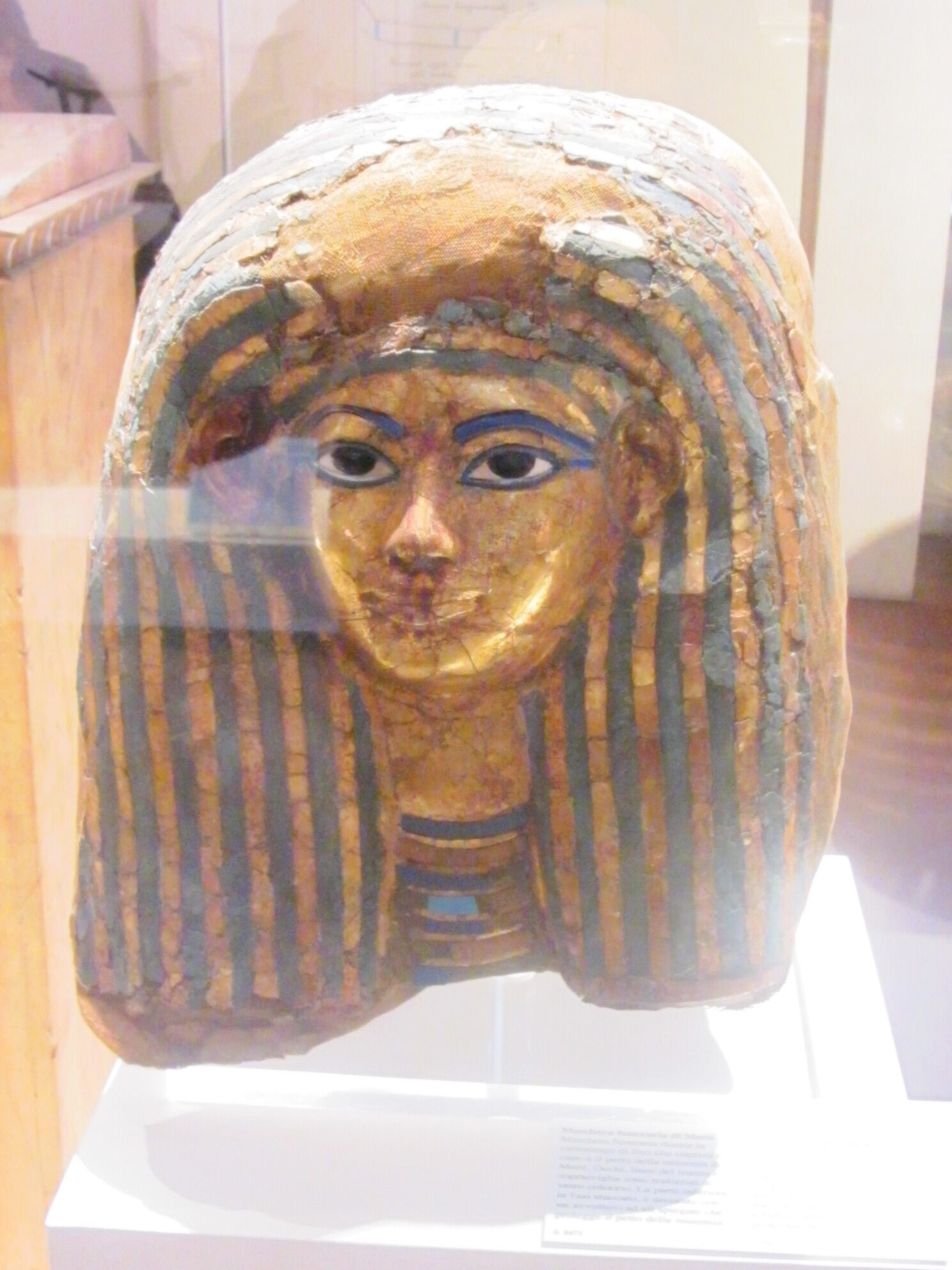 Gilded cartonnage funerary mask of Merit from the Tomb of Kha and Merit, 18th Dynasty