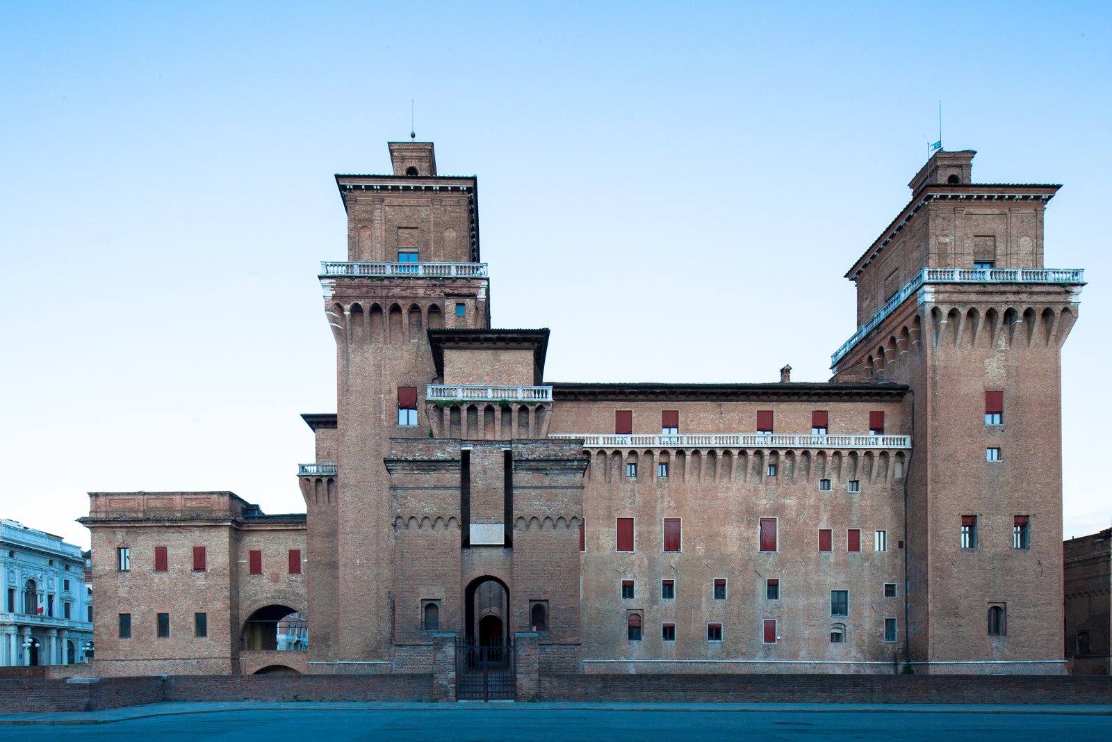 The moated brick Castello Estense at the centre of Ferrara, Emilia-Romagna