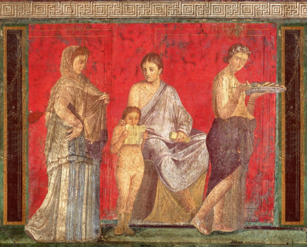 Red Dionysiac fresco from the Villa of the Mysteries, Pompeii