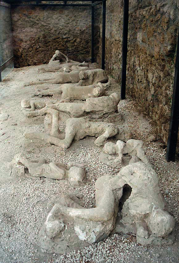 Plaster casts of victims in the Garden of the Fugitives, Pompeii