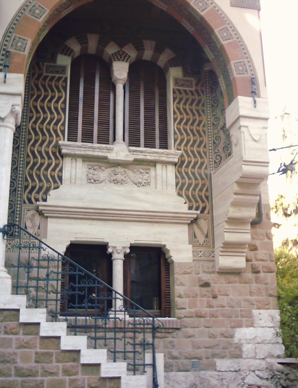 Facade detail of the Villino delle Fate in the Coppedè District, Rome