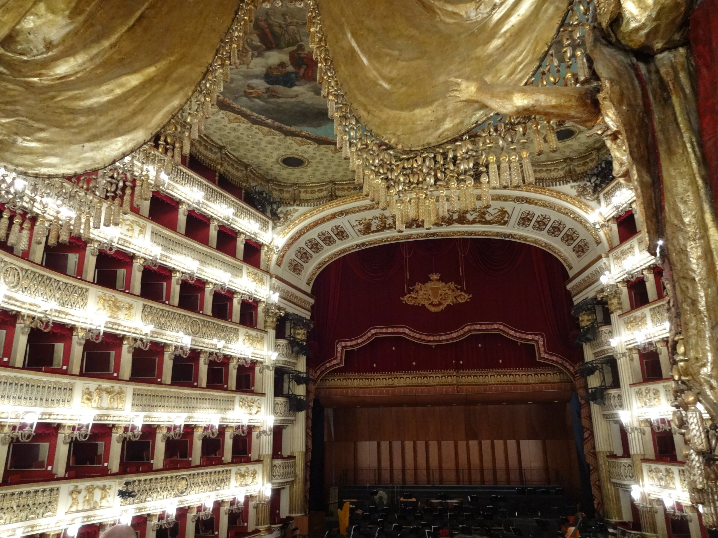 View of the stage and tiered boxes of the Teatro di San Carlo from the royal box