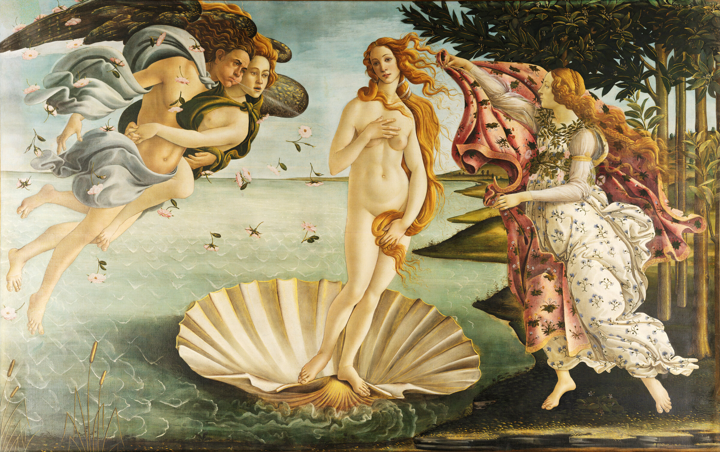 Sandro Botticelli, The Birth of Venus, tempera on canvas, c. 1484–1486, Uffizi Galleries