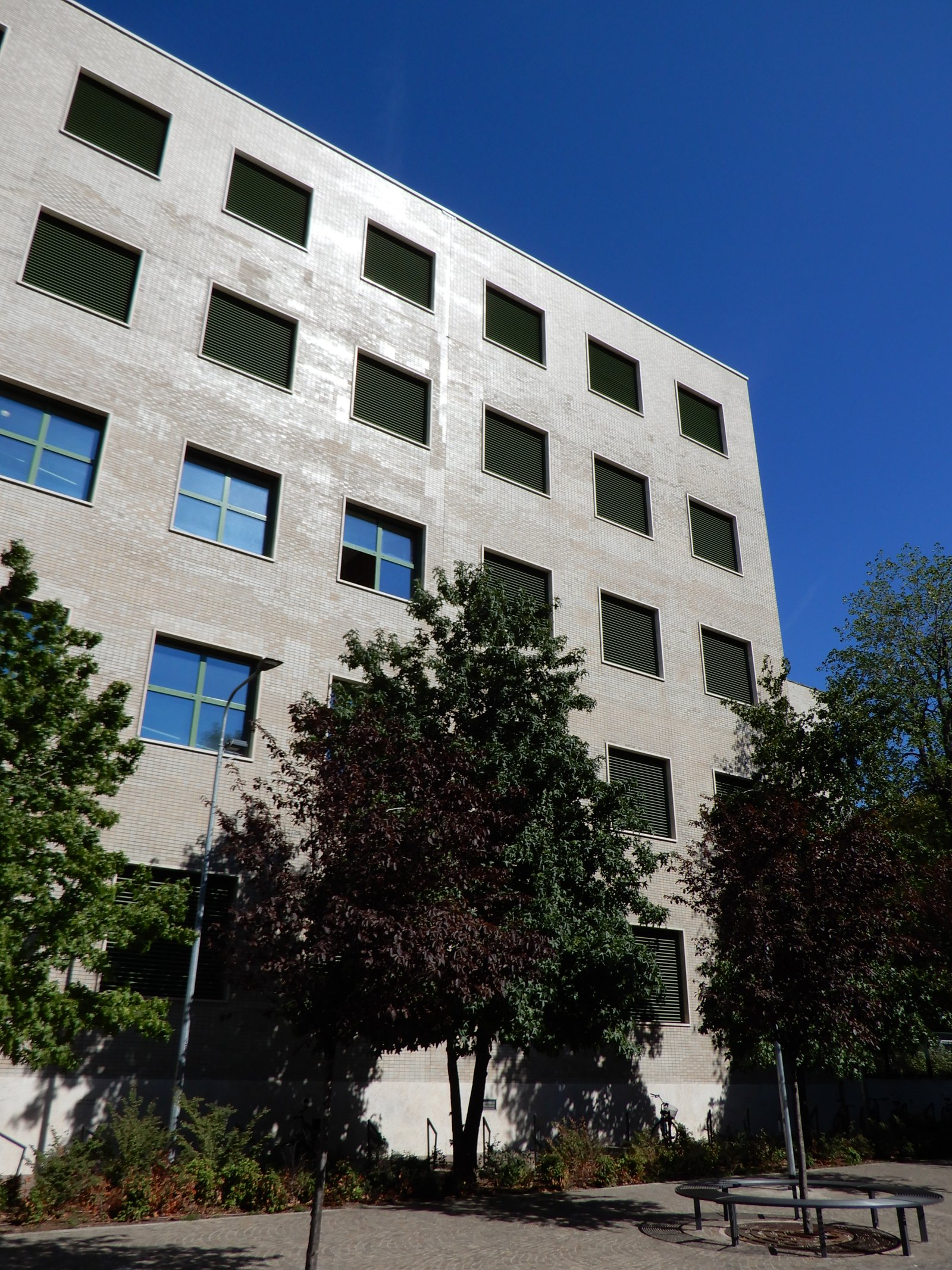 Rationalist facade of the Sarfatti Building of Bocconi University in Milan, designed by Giuseppe Pagano