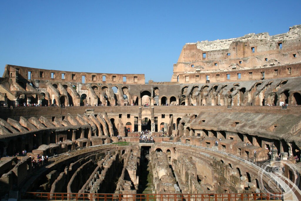 Inside of the Colosseum or Flavian amphitheatre, 70/72 - 80 DC in Rome.