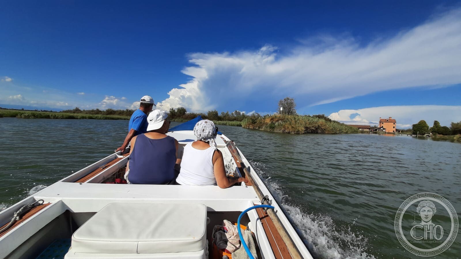 Approaching Torcello by boat across the Venetian lagoon