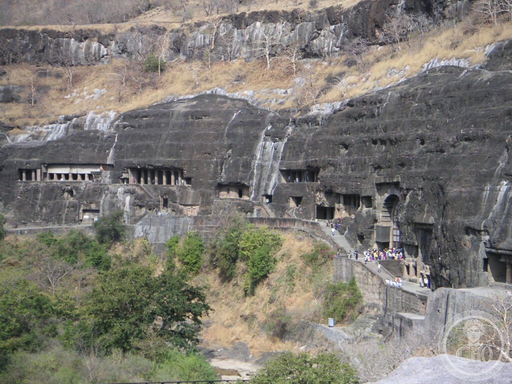Ajanta Caves Buddhist paintings murals Maharashtra India UNESCO World Heritage horseshoe cliff