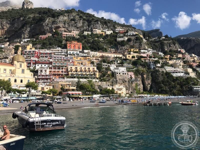 This is an image of the Amalfi Coast from boat.