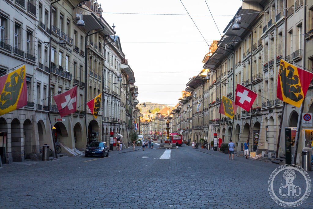 Bern Switzerland Kramgasse arcades Lauben Zytglogge clock tower medieval old city UNESCO World Heritage sandstone bears Einstein capital Swiss federal