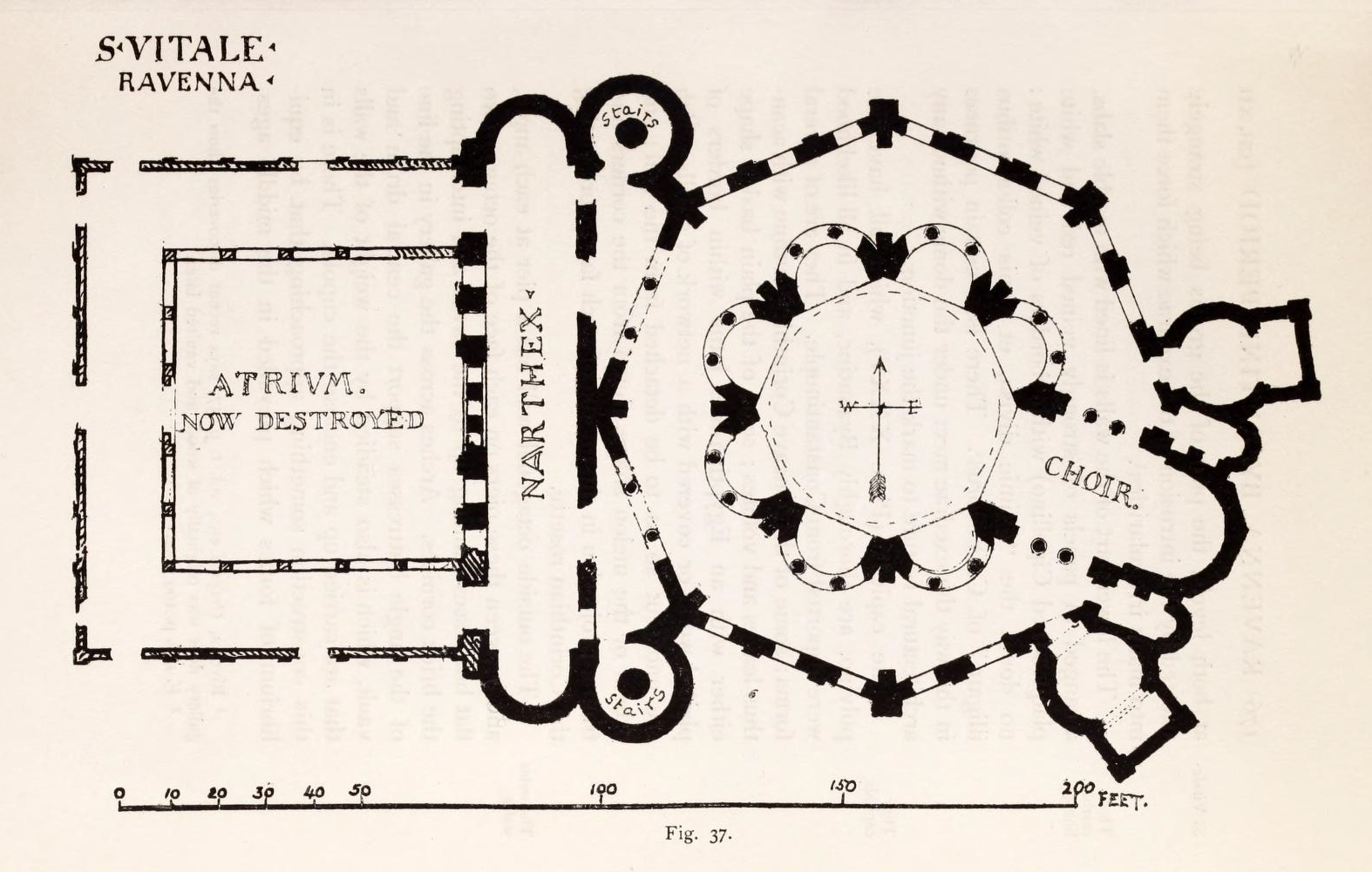 Identifier: byzantineromanes131jack (find matches)
Title: Byzantine and Romanesque architecture
Year: 1913 (1910s)
Authors:  Jackson, Thomas Graham, Sir, 1835-1924
Subjects:  Architecture, Byzantine Architecture, Romanesque
Publisher:  Cambridge (Eng.) University press
Contributing Library:  Wellesley College Library
Digitizing Sponsor:  Boston Library Consortium Member Libraries

View Book Page: Book Viewer
About This Book: Catalog Entry
View All Images: All Images From Book
Click here to view book online to see this illustration in context in a browseable online version of this book.

Text Appearing Before Image:
exedrae, the two sidesfacing north and south having colonnades, as was after-wards done at S. Sophia(z^. su/>. Fig. 19, p. 78). The eighthside at S. Vitaie contains the triumphal arch which rises tothe full height of both storeys. Beyond it is projected thechancel with an apse, which is kept low enough to allowof windows above it in the outer wall of the octagon. The dome is not shown externally (Plate XXXIV),like those in the east, but is concealed within a drumcovered with a pyramidal roof of timber, thus followingthe fashion of the temple at Spalato and the baptisteriesat Ravenna. This plan allows large windows at thebase of the dome, which is I think the best lighted domeI have ever seen. The exedrae and the apse are covered with semi-domes : the choir, which interrupts the octagonal two-storeyed aisle surrounding the building, is cross vaulted,and ends square with three lights in the east wall abovethe apse (Plate XXXVI). The aisle is cross vaulted The drumand roof The vaults
Text Appearing After Image:
176 RAVENNA, BYZANTINE PERIOD (ch. xii S. Vitale The marble linings Thecapitals The outerwalls at both levels, the plan of the groins being strangely-affected by the intrusion of the exedrae which force theminto many irregularities The lower part of the walls is lined with marble slabs,arranged in panels of strongly veined red and whiteplaques (red Cipollino) within borders of veined white :no doubt the eximie divisa, et venis colludentibusilligata of Cassiodorusl There is a certain poornessin the way the exedrae meet under the dome without anyarchitectural feature to mark the junction. The capitals (Plate XXXV), which all have thepulvino, are thoroughly Byzantine, and in all likelihoodwere imported from Constantinople. They are of severalforms; some of the concave Corinthian outline with acan-thus leaves and volutes; some of the plain basket shapeeither with an Egyptian-like lotus within borders ofplaited work, or covered with a network of scrolls whichare undercut so as to be detac

Note About Images

Please note that these images are extracted from scanned page images that may have been digitally enhanced for readability - coloration and appearance of these illustrations may not perfectly resemble the original work.