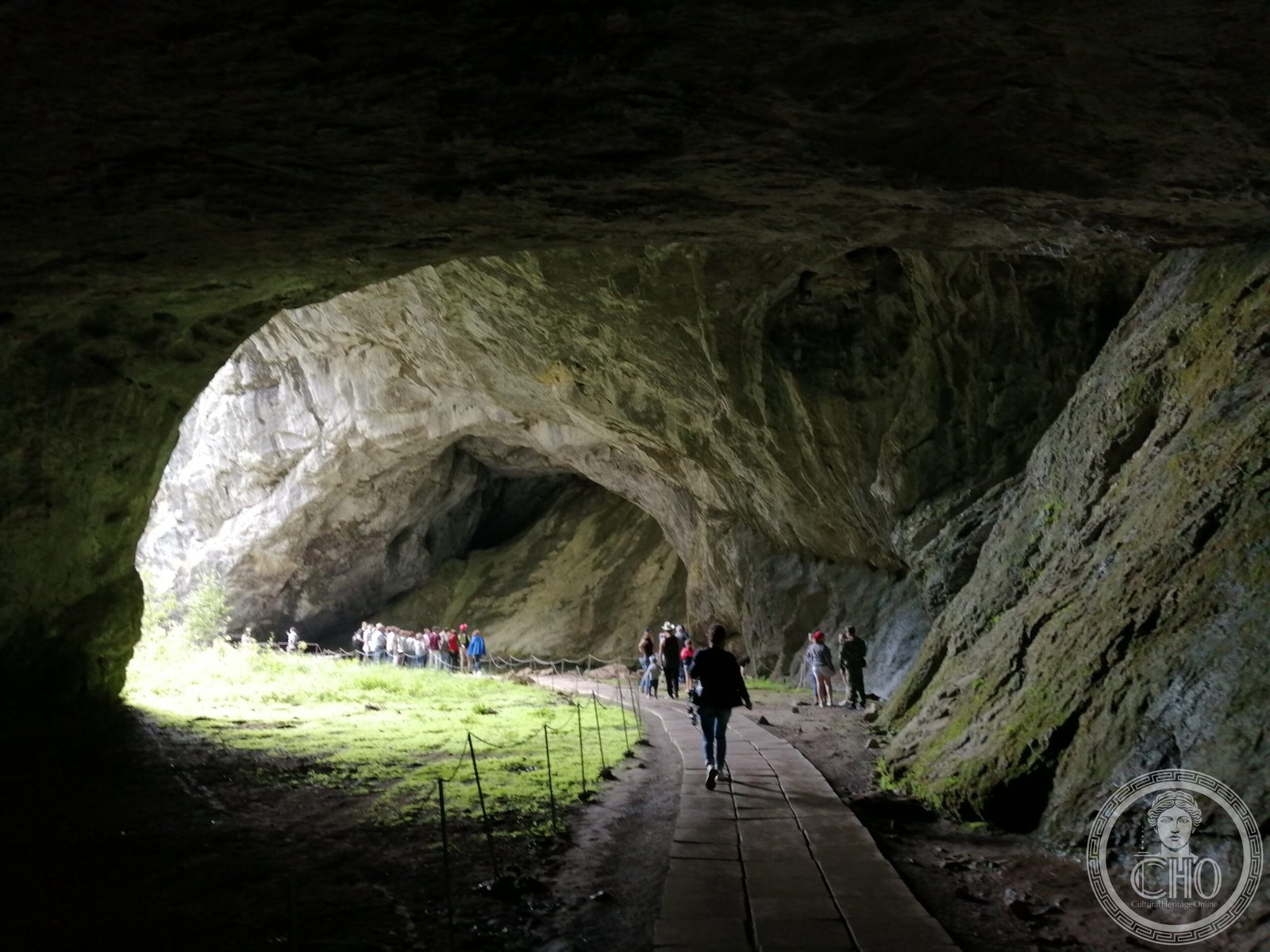 The entrance portal of Kapova Cave (Shulgan-Tash) on the Belaya River in the southern Urals, Bashkortostan, Russia — a Paleolithic painted cave with mammoth and horse images over 19,000 years old