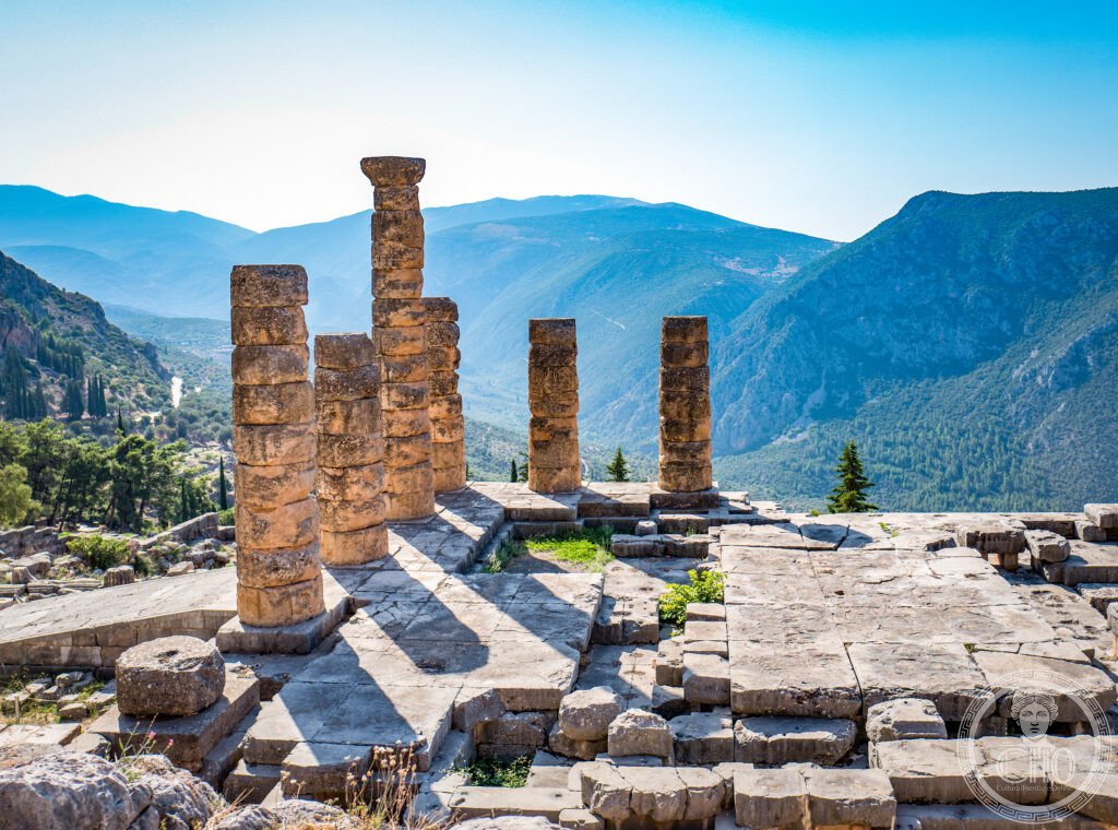Delphi Temple of Apollo columns oracle sanctuary parnassus mountain Greece UNESCO archaeological site