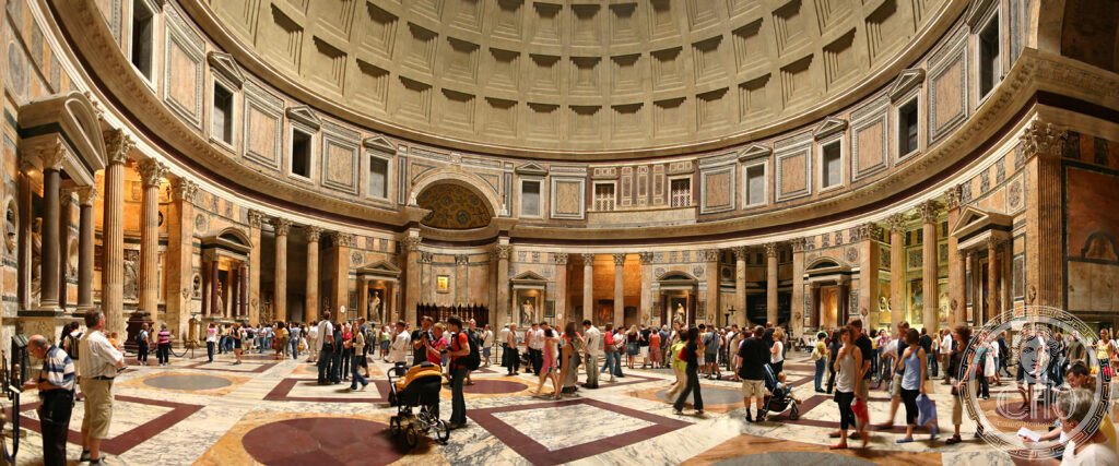 Panoramic view of the Pantheon in Rome