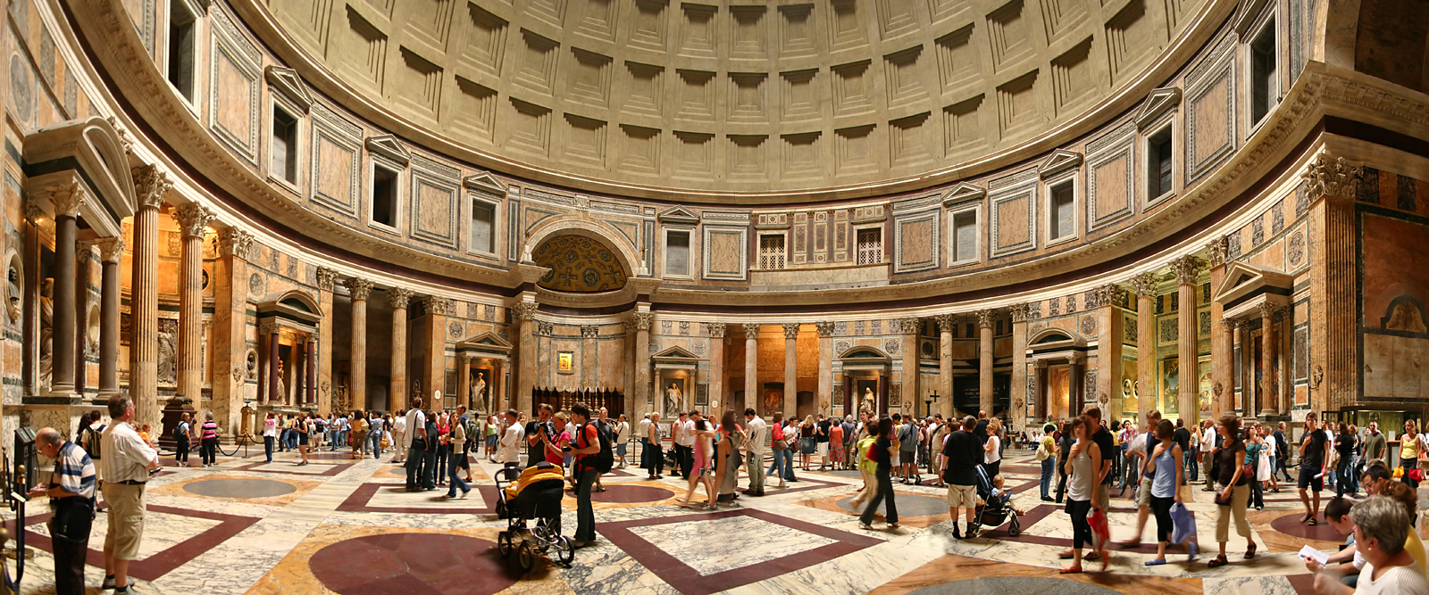 Panoramic view of the Pantheon in Rome