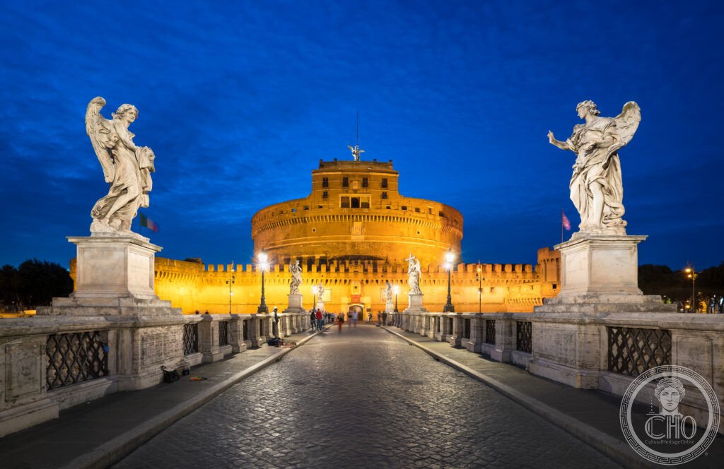 Castel Sant'Angelo and Ponte Sant'Angelo in Rome, Italy