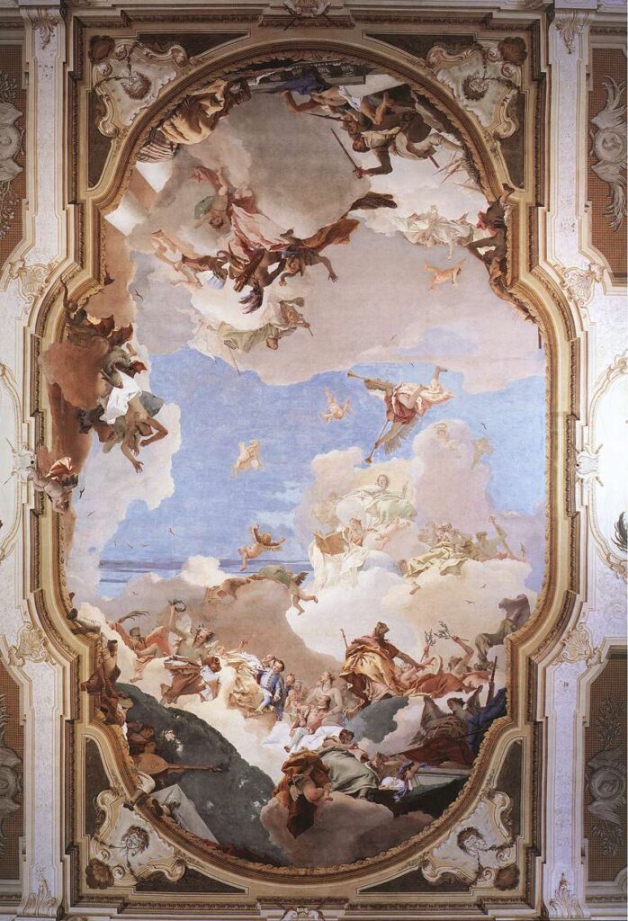 The Glory of the Pisani Family by Giambattista Tiepolo, the whole ceiling of the ballroom of Villa Pisani