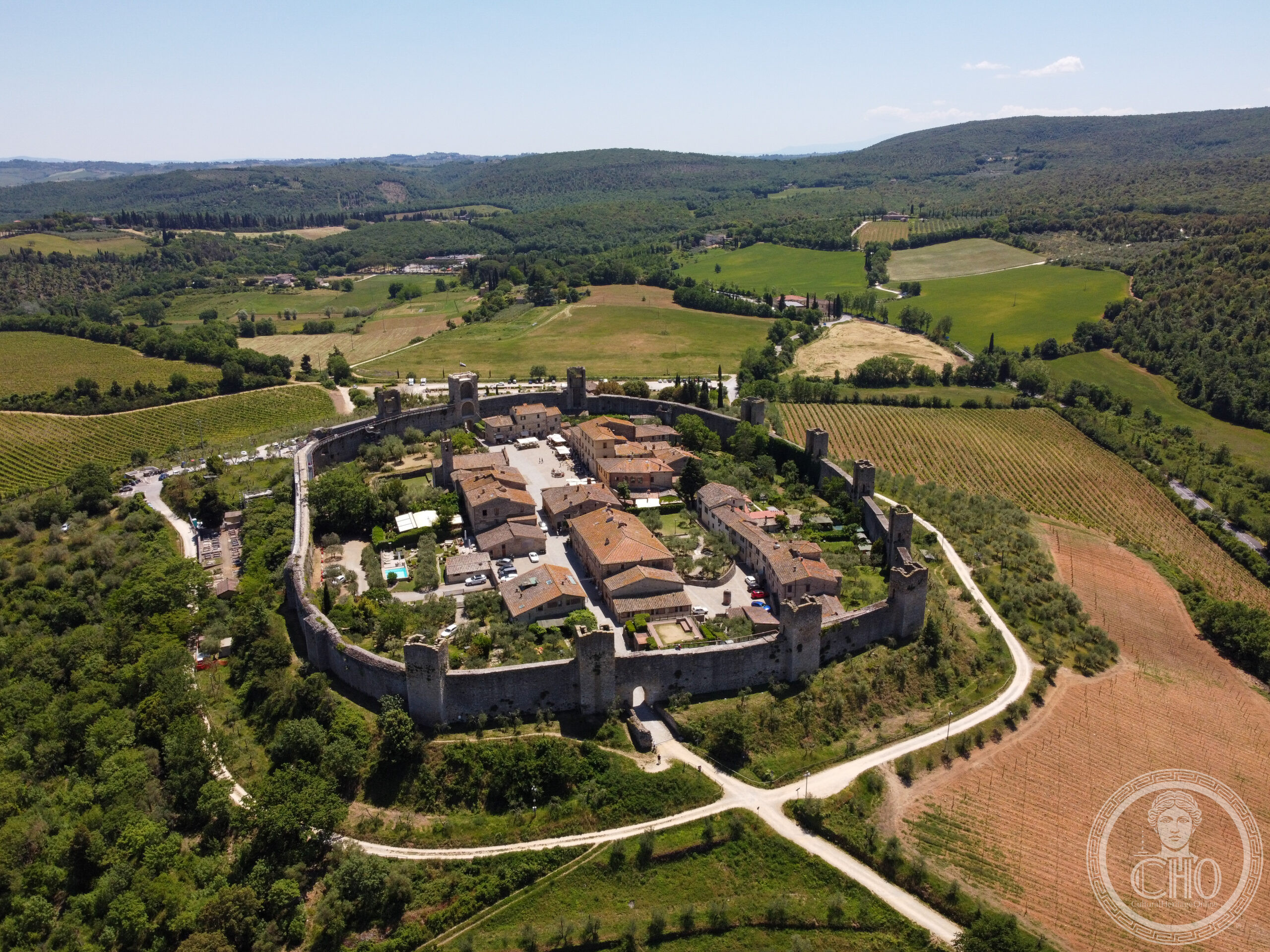 Foto aerea del castello di Monteriggioni