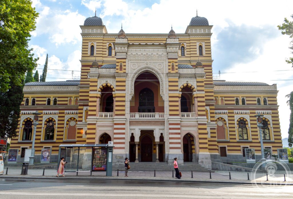Georgian National Opera Theater Moorish Revival facade on Rustaveli Avenue Tbilisi