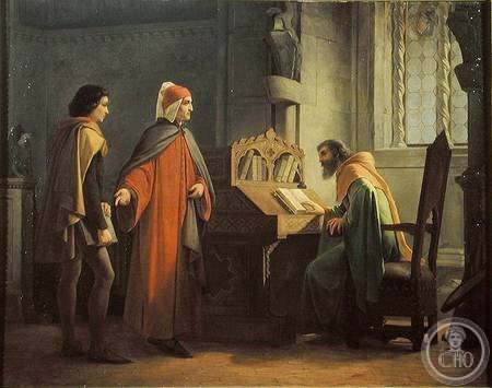 Giovanni_Mochi_-_Dante_Alighieri_in_atto_di_presentare_Giotto_a_Guido_da_Polenta