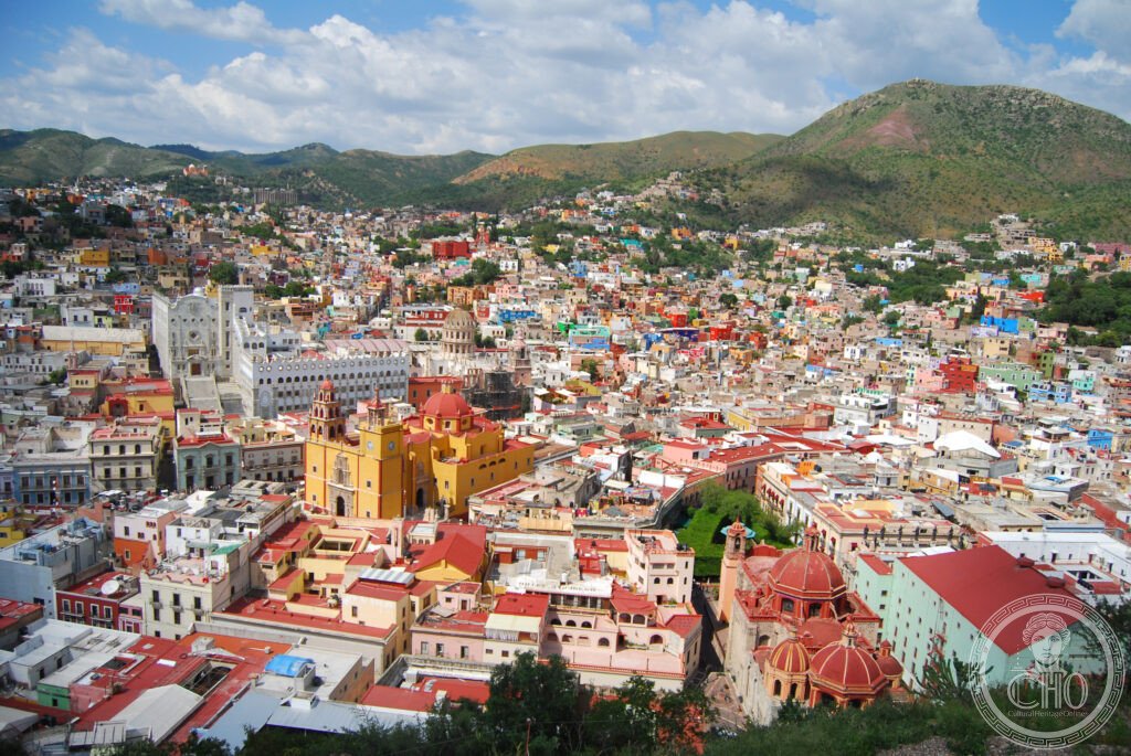 Guanajuato aerial Mexico historic city colonial architecture silver mining mountains Bajío UNESCO World Heritage Mexican independence