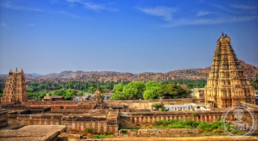 Hampi Virupaksha Temple gopuram Vijayanagara empire Karnataka India UNESCO boulder landscape ruins