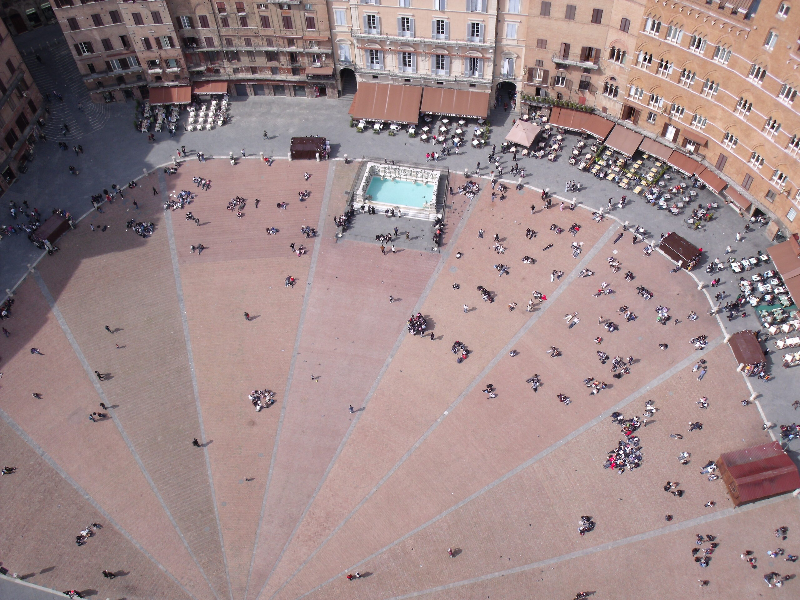A picture taken from the top of the Torre del Magnia of the Campo in Siena