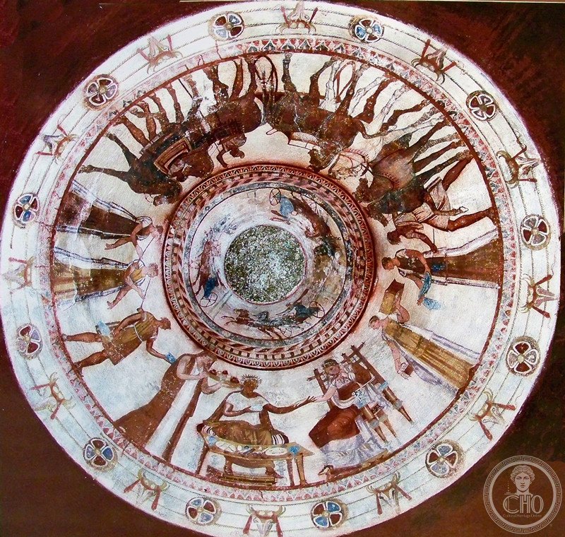 Kazanlak Thracian tomb fresco Bulgaria 4th century BC funeral banquet couple Odrysian Kingdom Valley of Roses UNESCO World Heritage painted tomb
