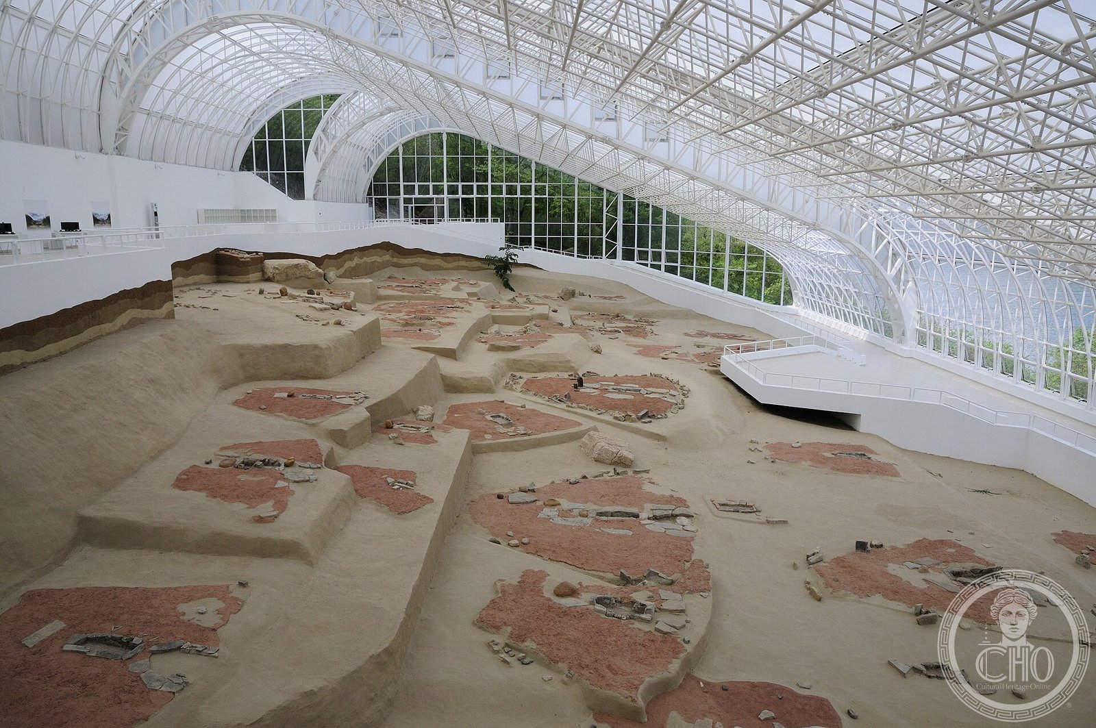 Preserved trapezoidal building foundations at Lepenski Vir, Djerdap gorge, Serbia