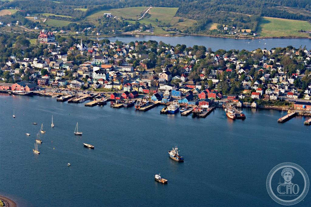 Lunenburg Nova Scotia Canada old town British colonial settlement colourful houses harbour fishing village UNESCO World Heritage planned grid