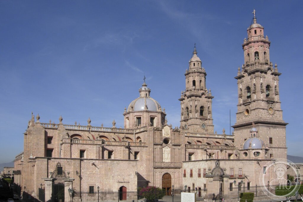 Morelia Mexico Cathedral Metropolitana twin towers Baroque pink cantera stone UNESCO World Heritage colonial Michoacan plaza mayor birthplace Morelos