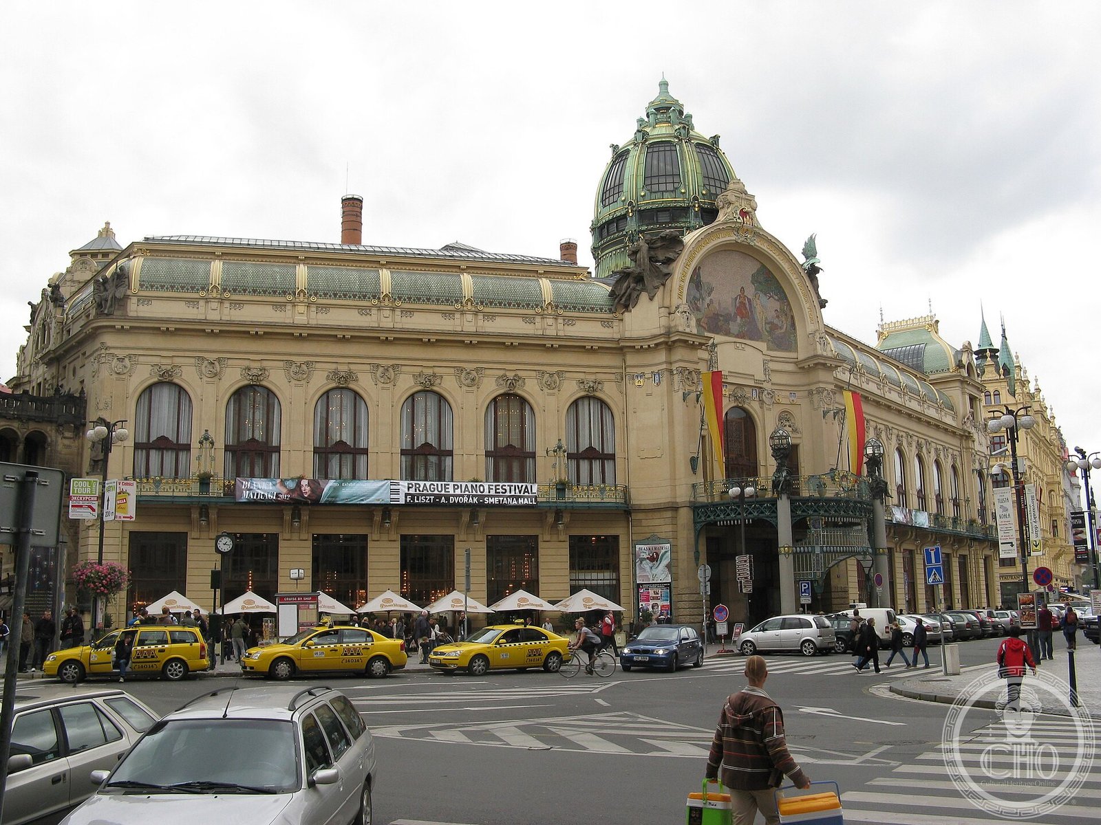 Municipal House Prague Art Nouveau facade with mosaic tympanum and gilded ornament 1912