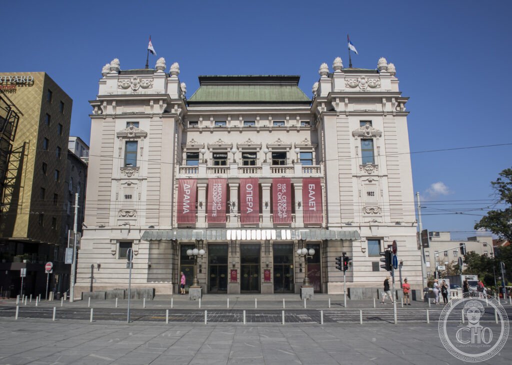 National Theatre in Belgrade Neoclassical facade on Republic Square