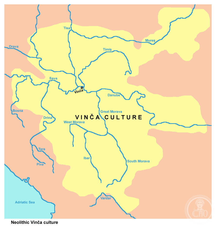 Map showing the extent of the Vinca culture in southeastern Europe, c. 5700–4500 BCE
