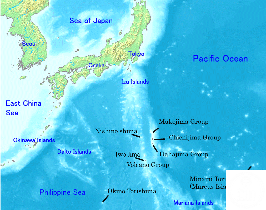 Vista aerea delle Isole Ogasawara (Bonin) nell'Oceano Pacifico, Giappone