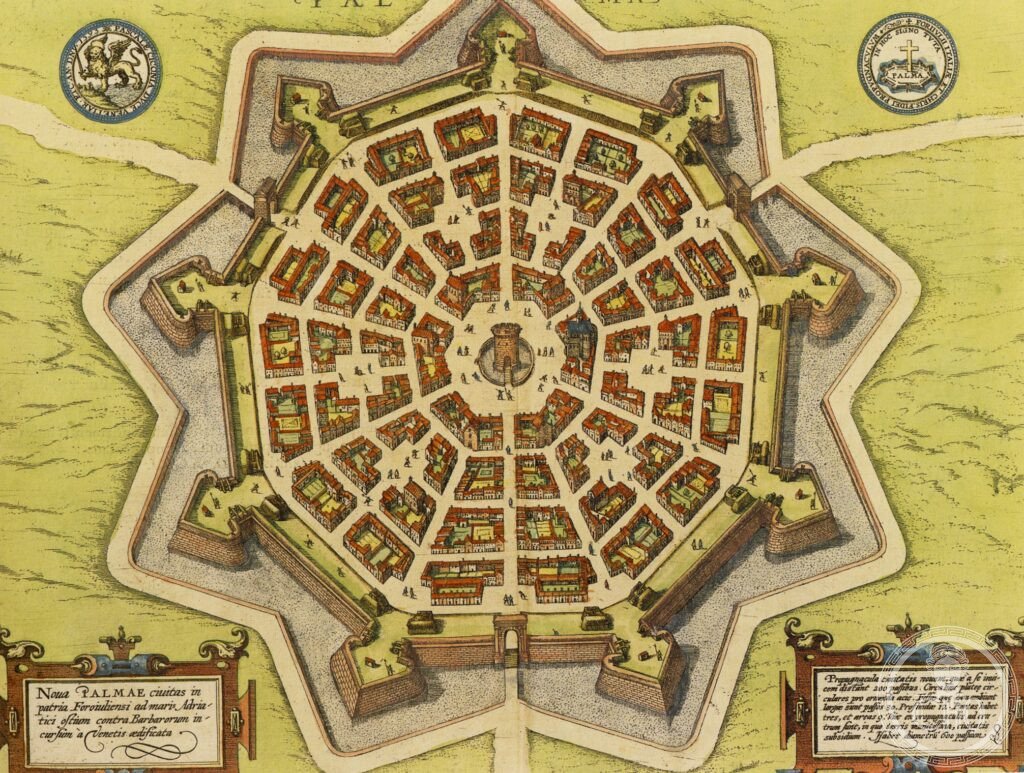 Den venetianiska modellstaden Palmanova ur Georg Braun & Frantz Hogenberg