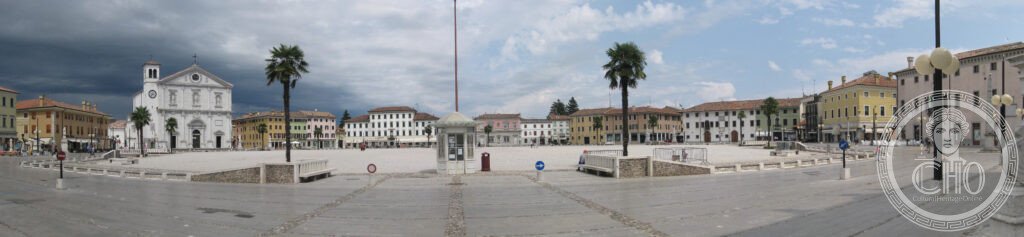 Panoramic shot of Palmanova's Piazza Centrale