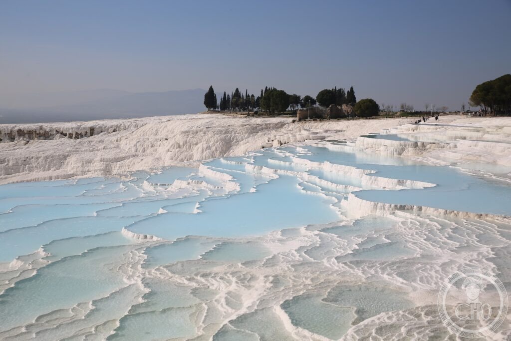 Pamukkale Turkey white travertine terraces thermal pools UNESCO World Heritage Hierapolis Roman ruins