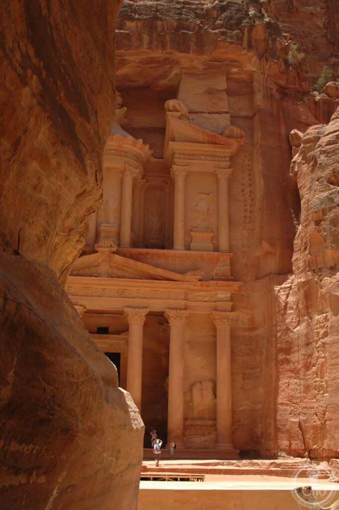 Petra Treasury Al-Khazneh rose-red sandstone facade columns Nabataean Jordan UNESCO