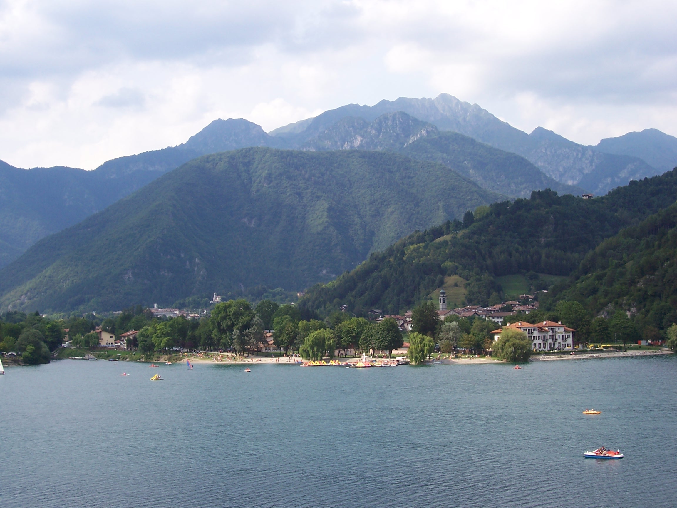 Villages Bezzecca (left) and Pieve di Ledro (right) in the Ledro Valley (Valle d