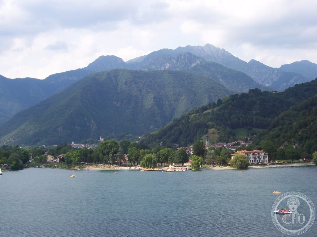 Villages Bezzecca (left) and Pieve di Ledro (right) in the Ledro Valley (Valle d