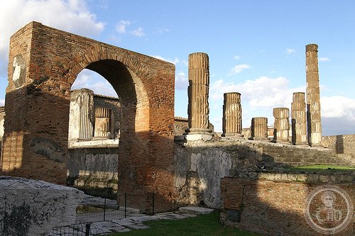 Pompeii ruins ancient city columns Roman street Via dell Abbondanza Vesuvius Italy