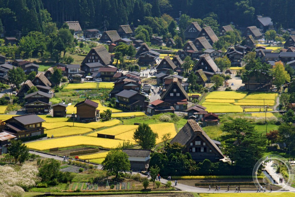 Shirakawa-go Japan gassho-zukuri farmhouses steep thatched roofs snow winter UNESCO World Heritage Gifu Toyama alpine mountain village