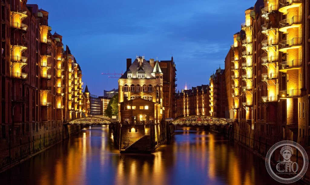 Speicherstadt Hamburg Germany red brick warehouse canal district Elbe UNESCO World Heritage