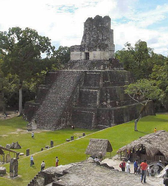 Tikal Temple I Temple of the Great Jaguar Maya jungle Guatemala sunrise mist